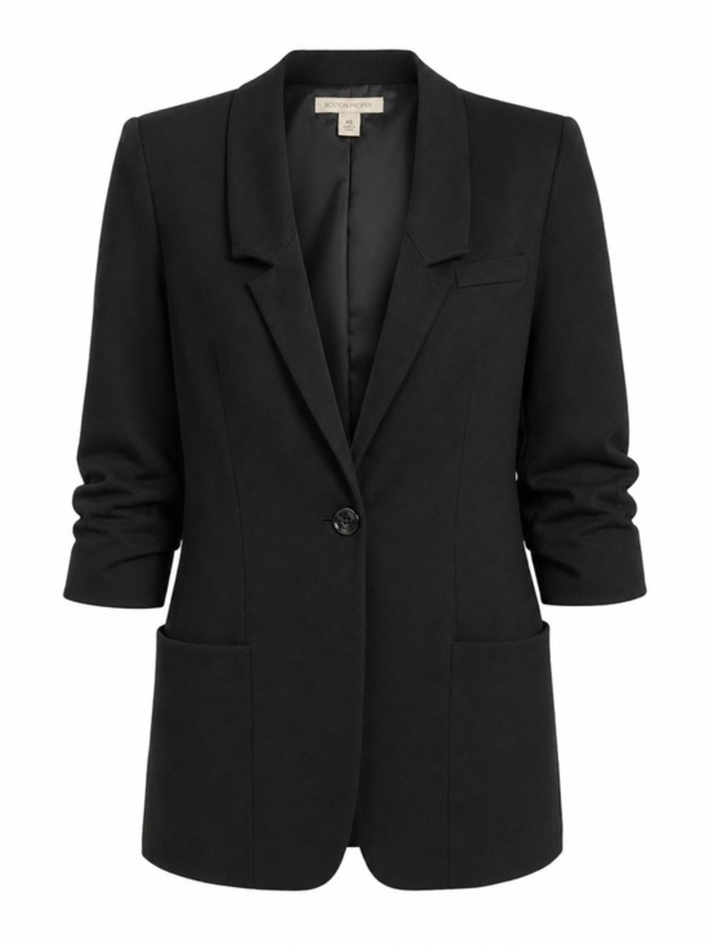 Boston Proper Black Tailored Longline Blazer Size 8 Classic Chic
